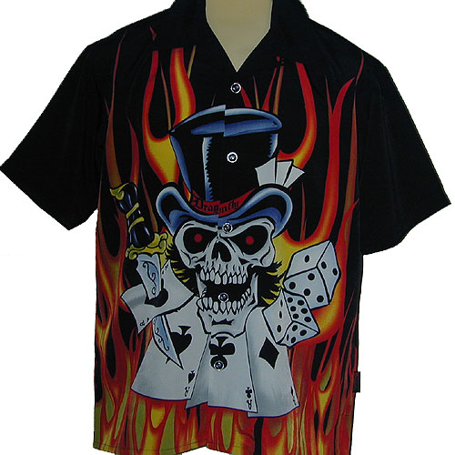 Flaming Skull Bowling Jersey